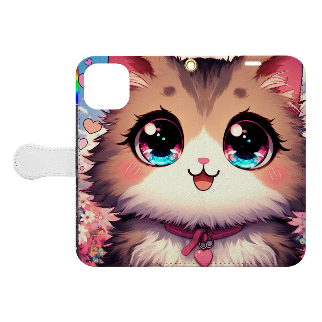 yos-1292583のねこニコばん Book-Style Smartphone Case:Opened (outside)