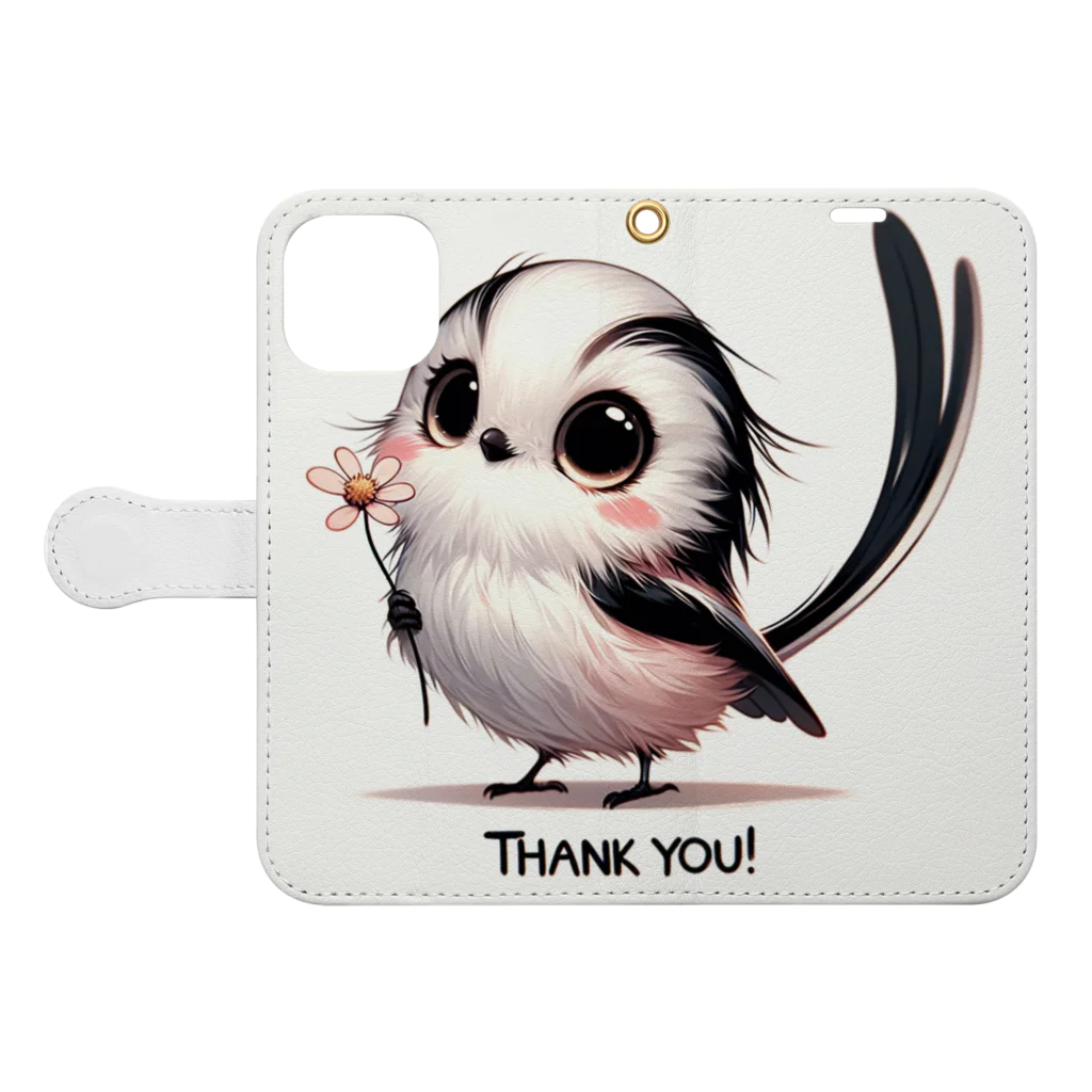 mimikkyu322のLong-tailed Tit  Book-Style Smartphone Case:Opened (outside)