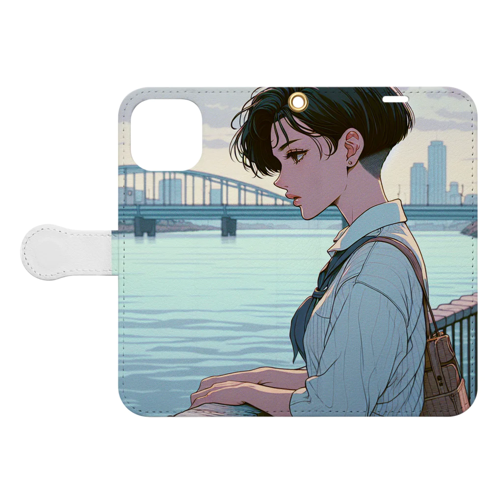 Riona_112の都会女子 Book-Style Smartphone Case:Opened (outside)