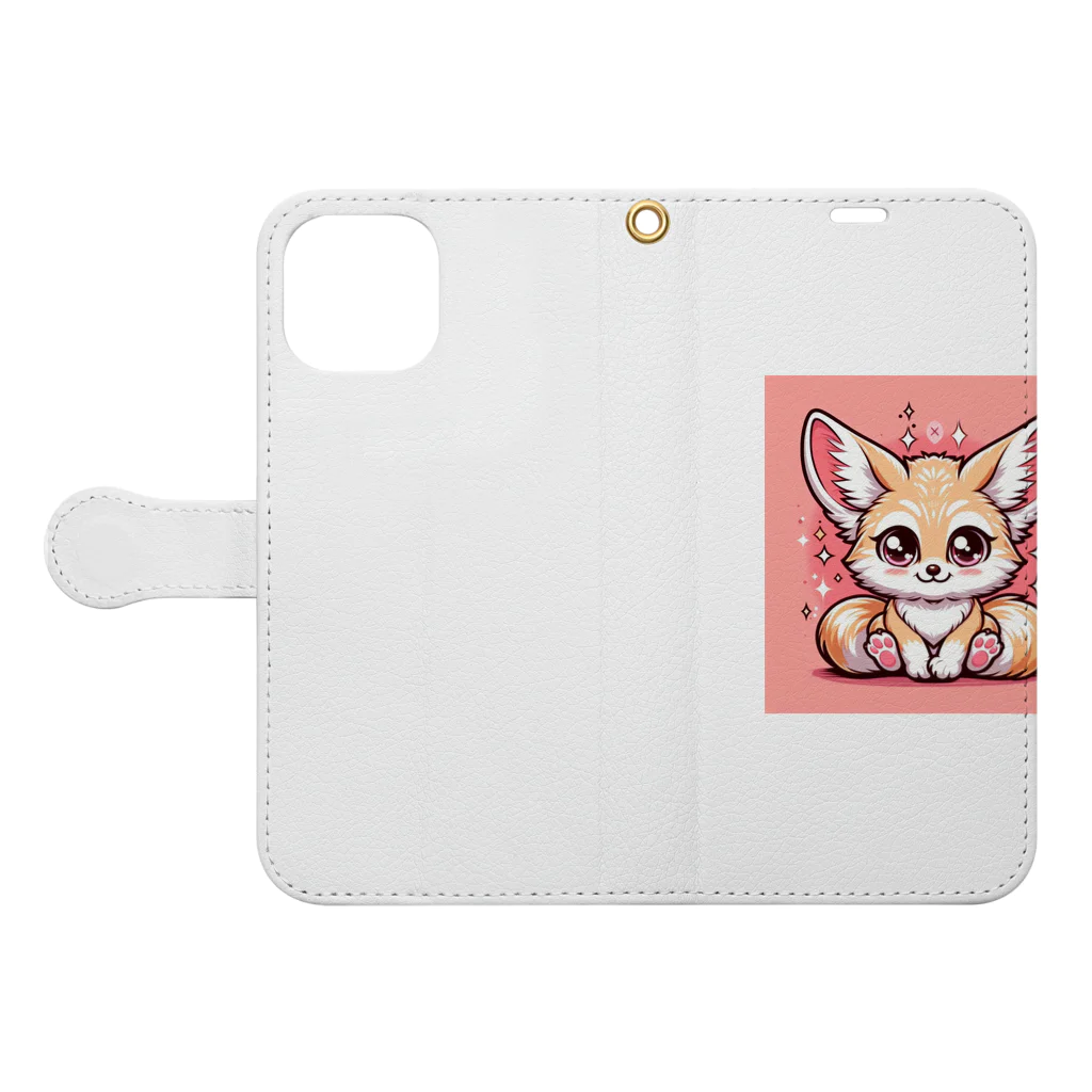 toto444のかわいいフェネック Book-Style Smartphone Case:Opened (outside)