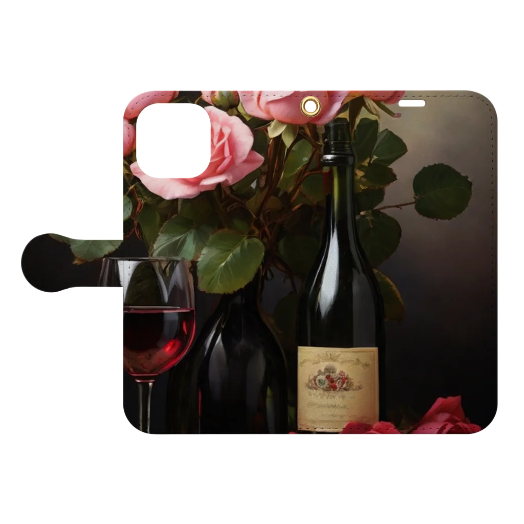 KINTA.MARIAのDays of Wine and Roses 手帳型スマホケースを開いた場合(外側)