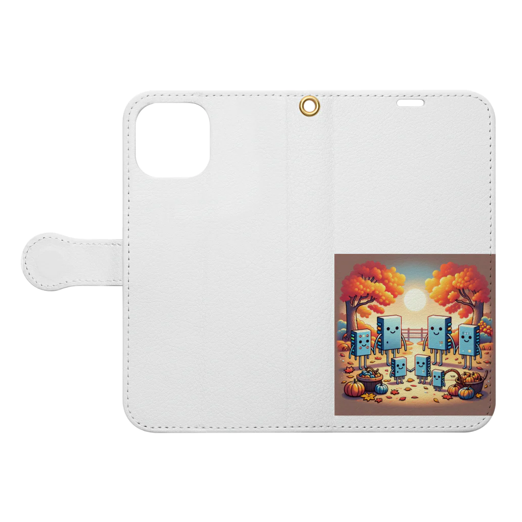 amijakoのＦＦ　ファミリー　秋 Book-Style Smartphone Case:Opened (outside)