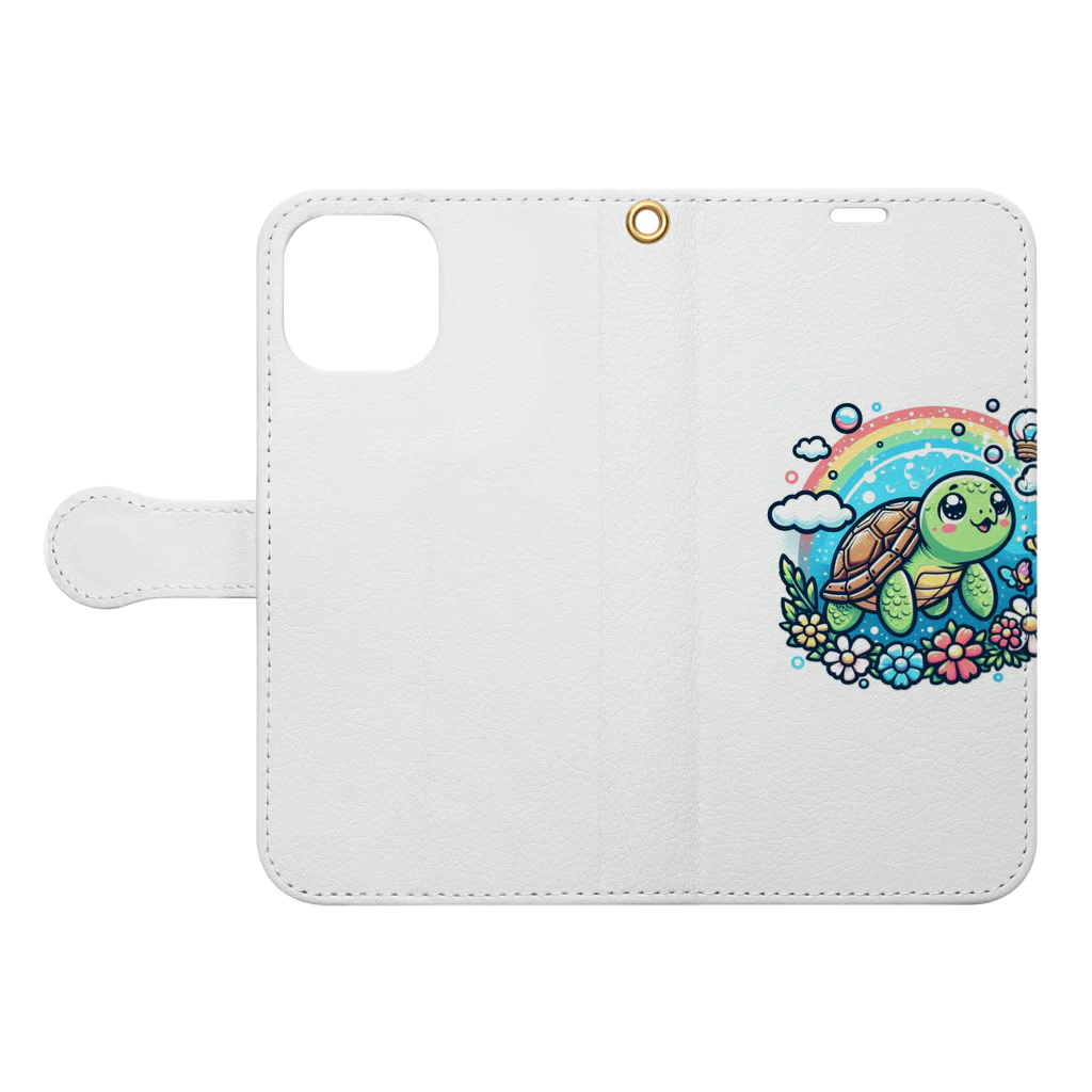 toto444のかわいいカメ Book-Style Smartphone Case:Opened (outside)