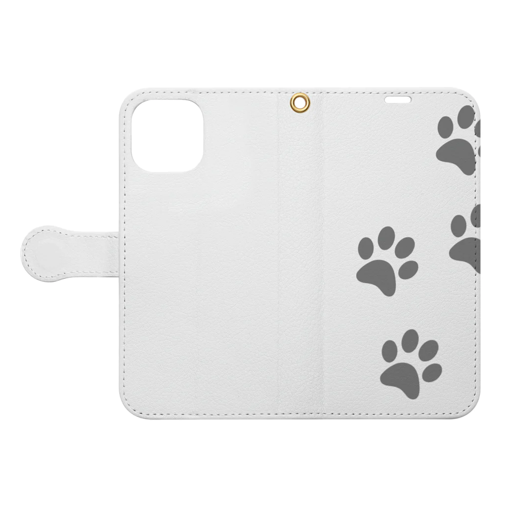 chyoko_chyokoの猫の足跡🐾 Book-Style Smartphone Case:Opened (outside)