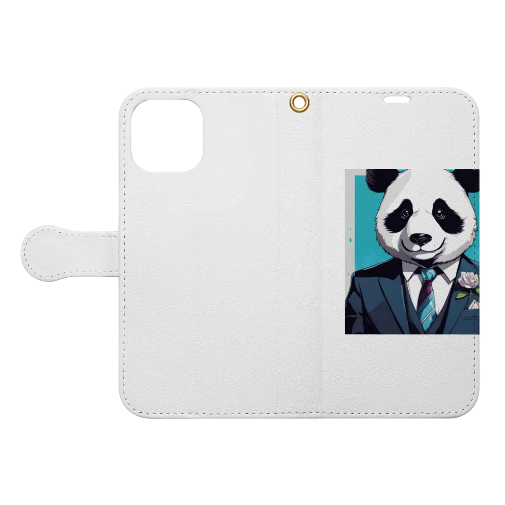 crazypanda2のビジネスパンダ Book-Style Smartphone Case:Opened (outside)