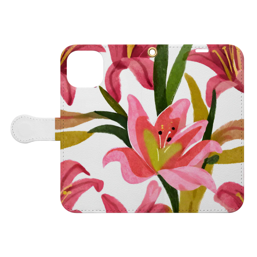 Junya4404のユリの花 Book-Style Smartphone Case:Opened (outside)