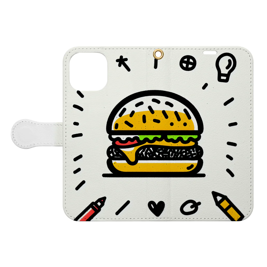 Nのハンバーガーくん Book-Style Smartphone Case:Opened (outside)