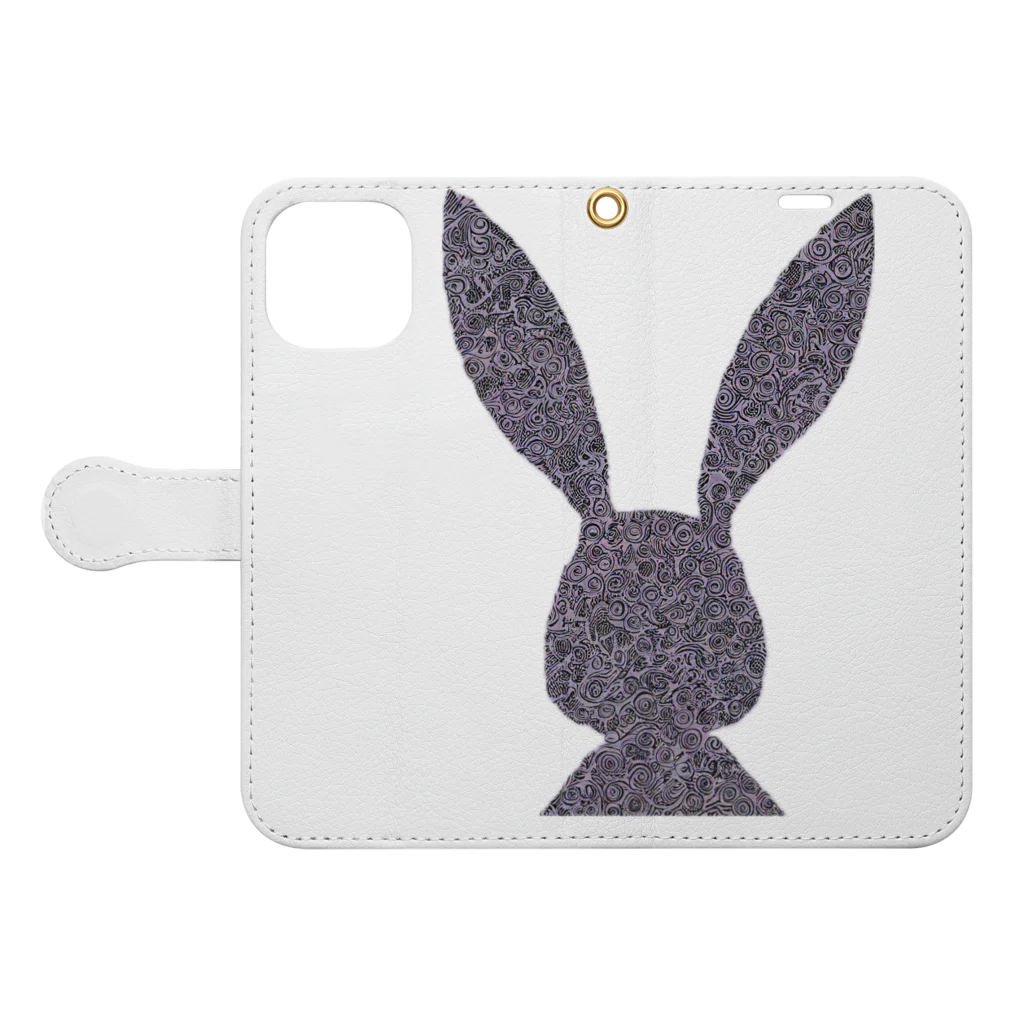 MEGROOVEのシルエットぴょん🐰 Book-Style Smartphone Case:Opened (outside)