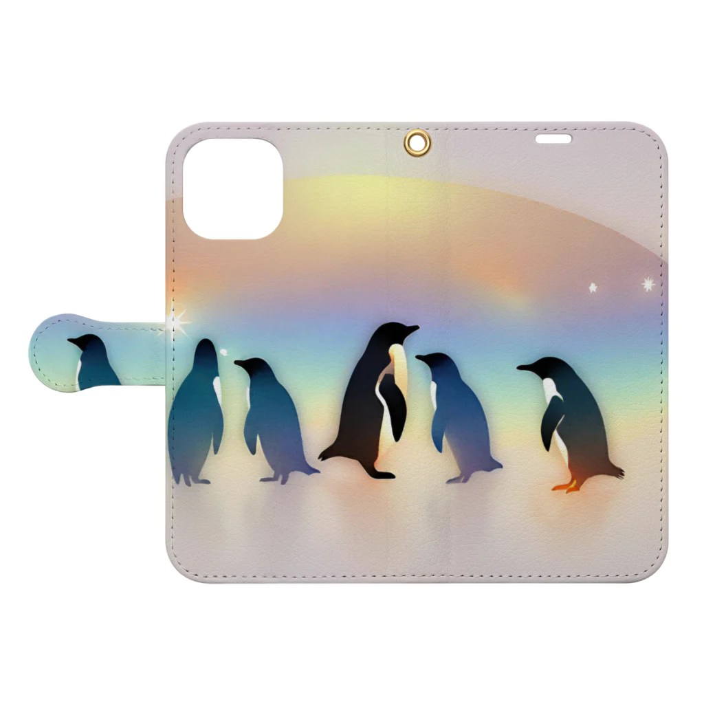 penpentagramのpenguins Book-Style Smartphone Case:Opened (outside)