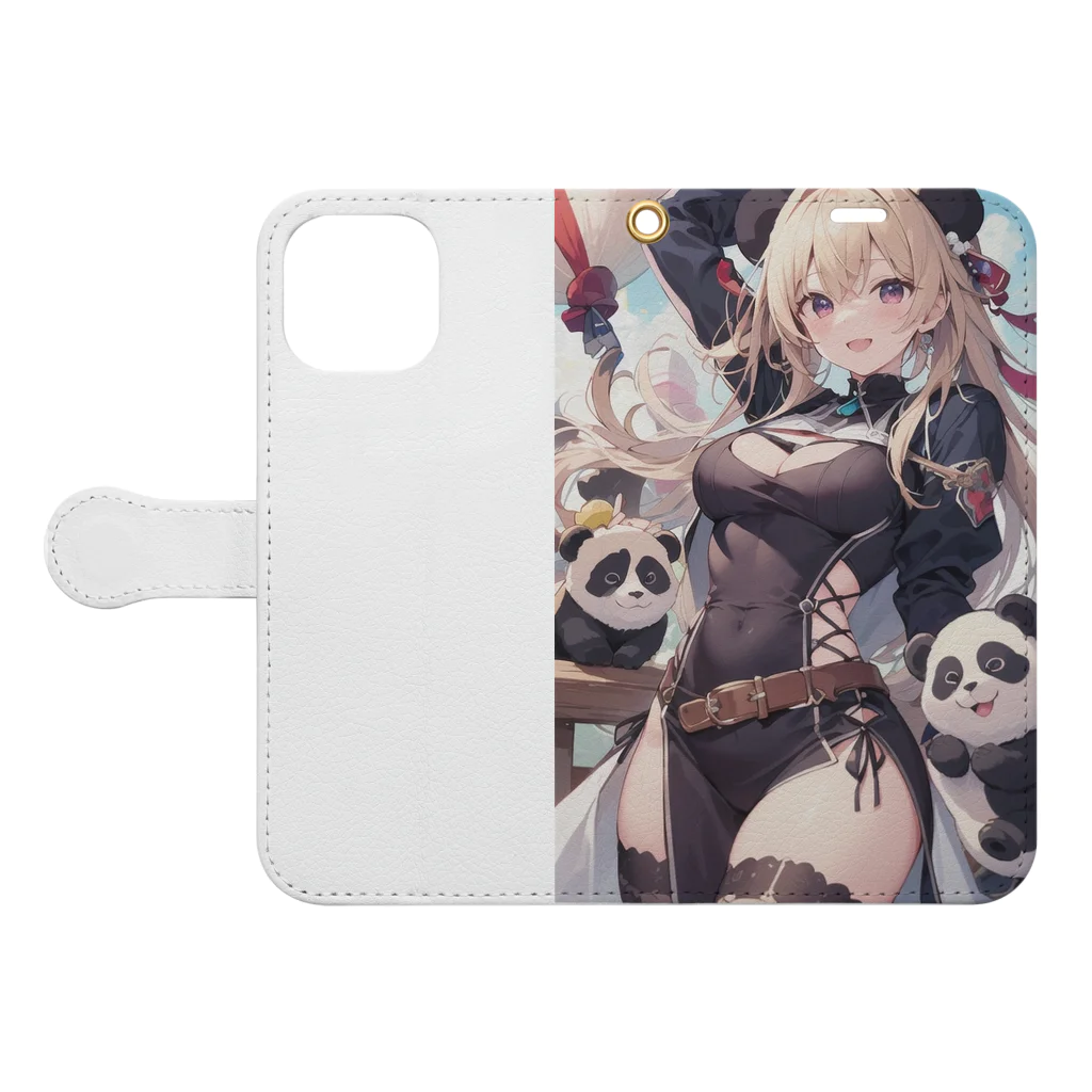 vitamin-powerの癒しのパンダ姉さん Book-Style Smartphone Case:Opened (outside)