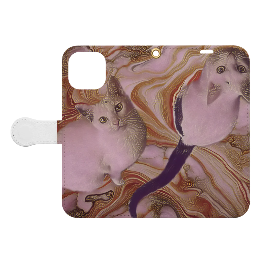 𝙺𝚈𝚄 𝚌𝚑𝚊𝚗 のかわいい猫ちゃんの上目遣い Book-Style Smartphone Case:Opened (outside)