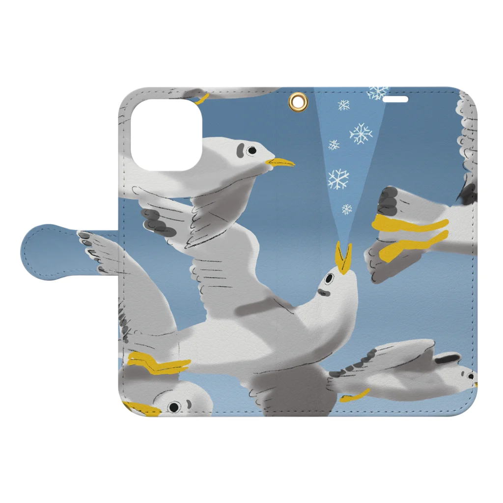 monomawaruのカモメ　seagulls   Book-Style Smartphone Case:Opened (outside)