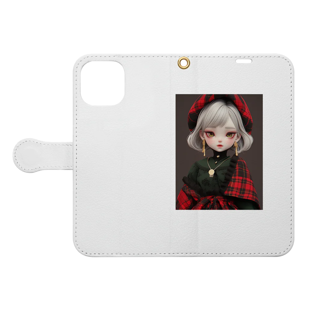 AQUAMETAVERSEのタータンチエクの服を着た少女　なでしこ1478 Book-Style Smartphone Case:Opened (outside)