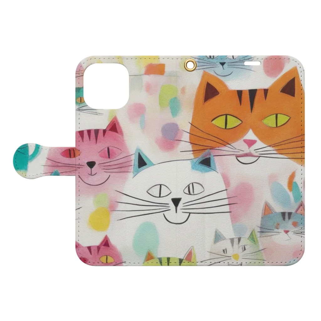 F2 Cat Design Shopのbeloved cats 002 Book-Style Smartphone Case:Opened (outside)