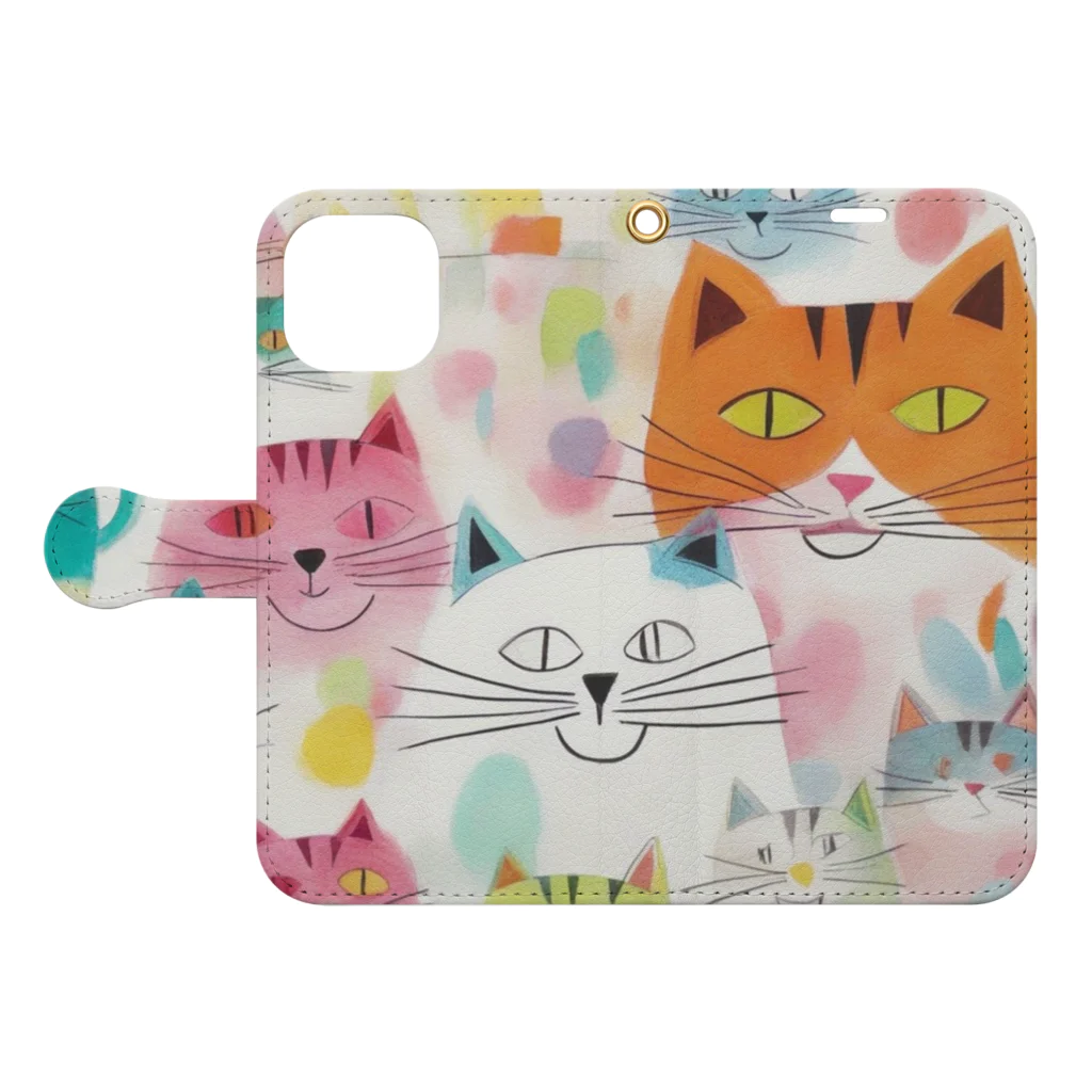 F2 Cat Design Shopのbeloved cats 002 手帳型スマホケースを開いた場合(外側)