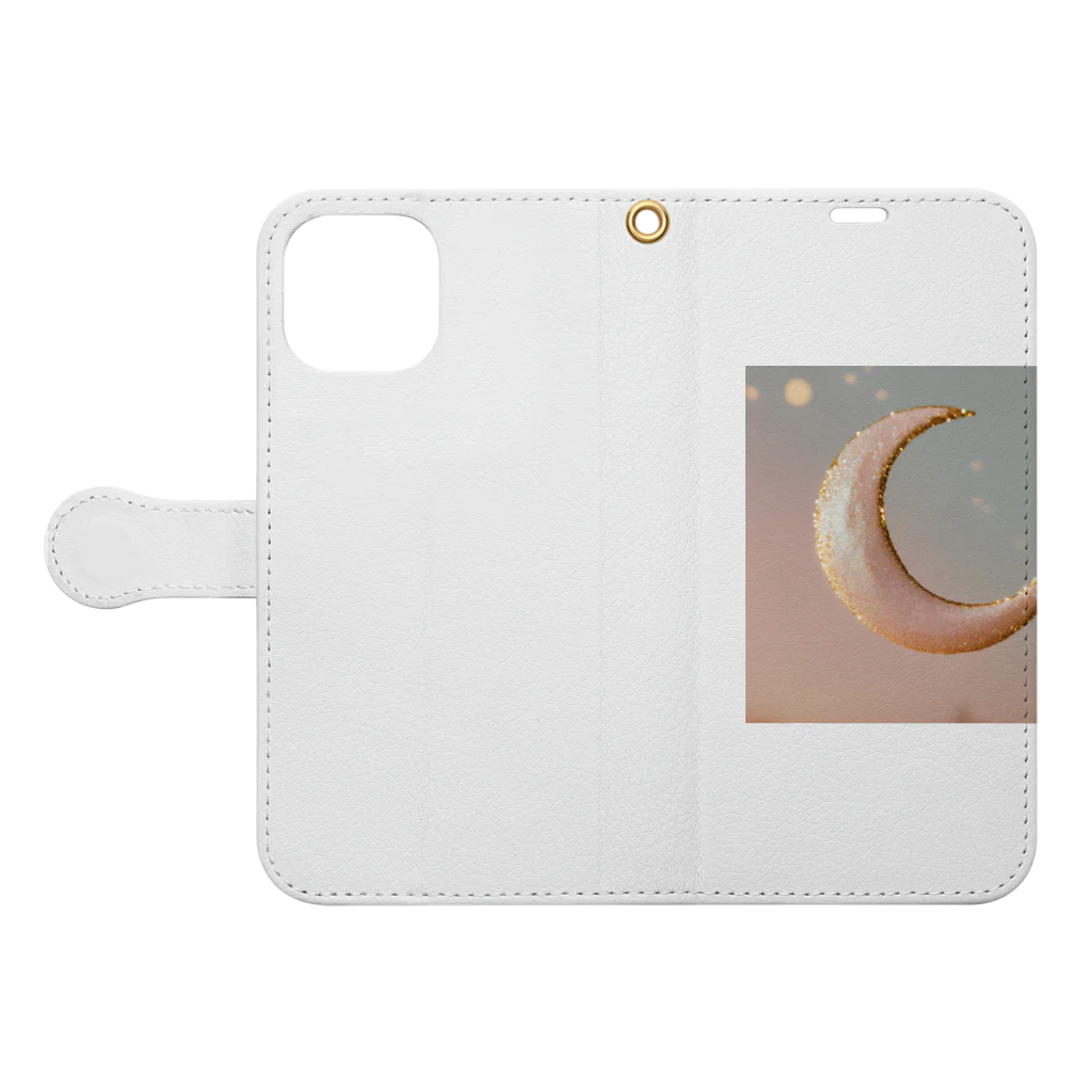 fumifu3の三日月柄 Book-Style Smartphone Case:Opened (outside)