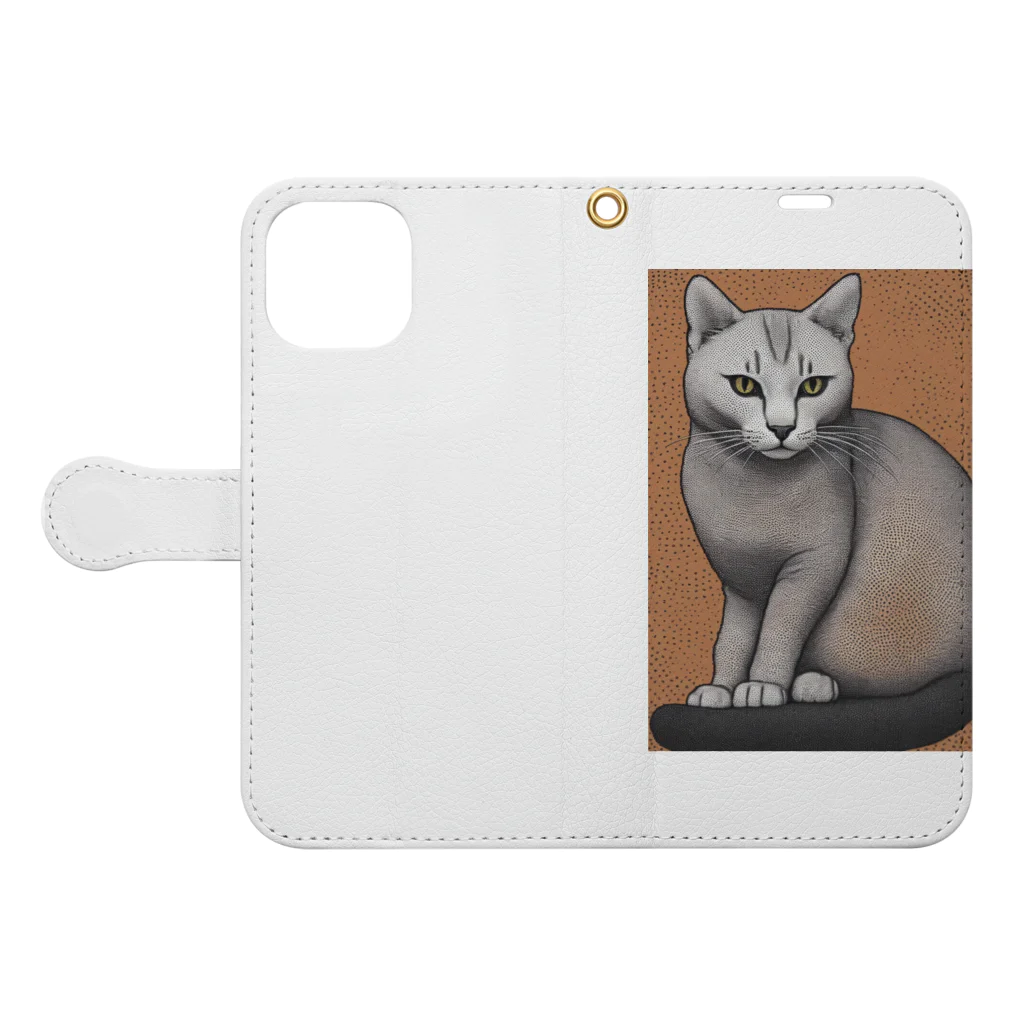 F2 Cat Design Shopのhairless cat 001 手帳型スマホケースを開いた場合(外側)