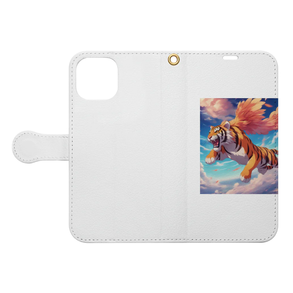 dora-6の空を飛ぶ虎 Book-Style Smartphone Case:Opened (outside)