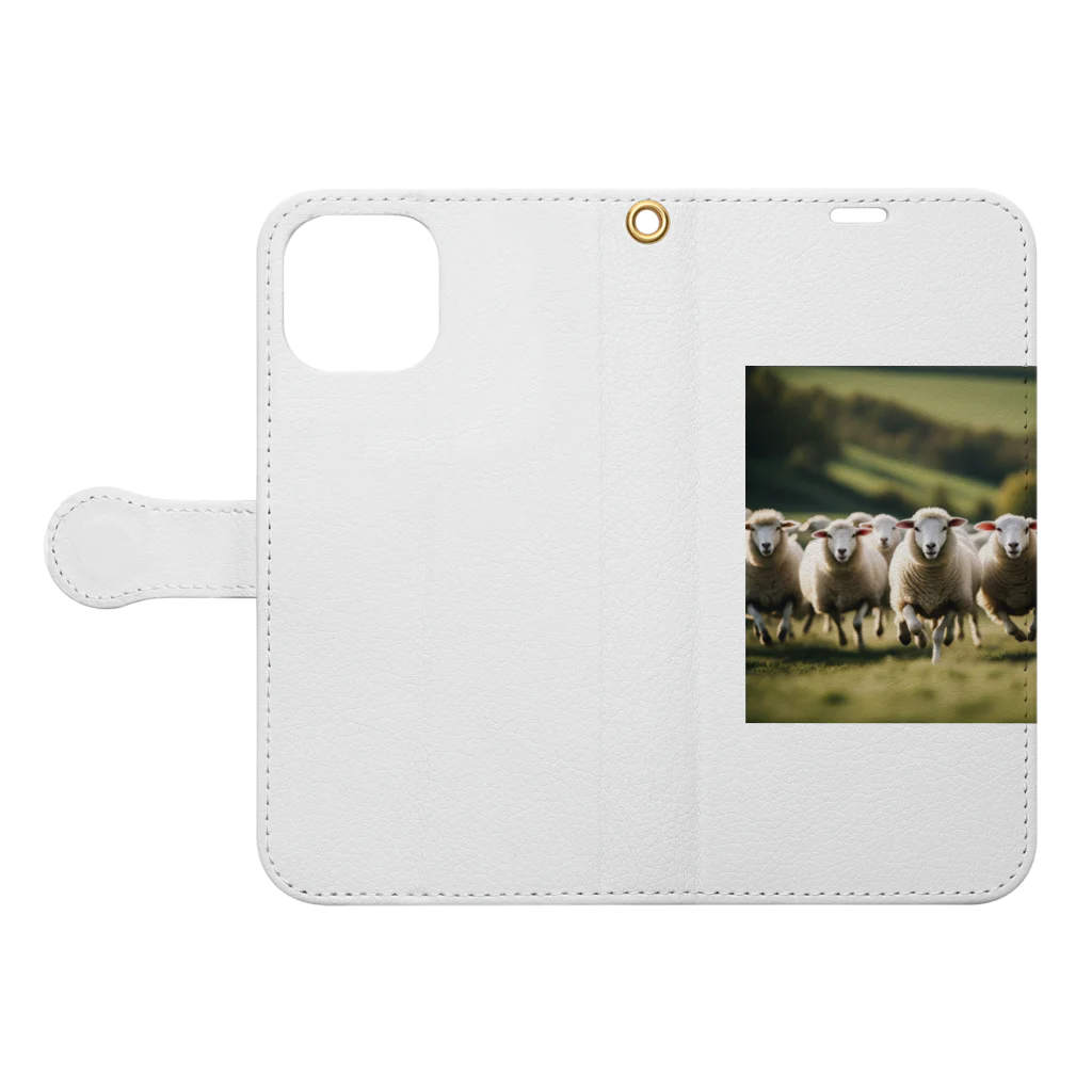 artworks358の羊の援軍 Book-Style Smartphone Case:Opened (outside)