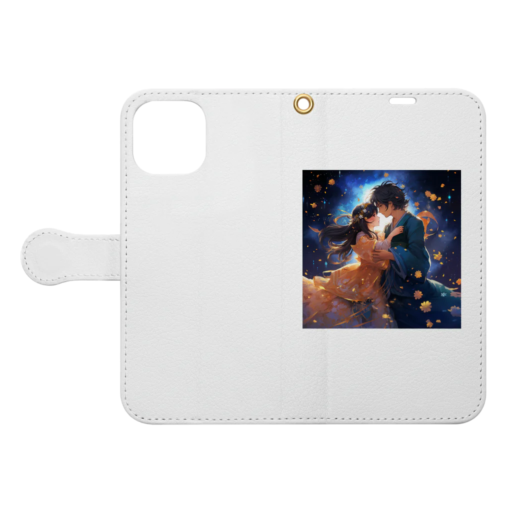 AQUAMETAVERSEの七夕の夜彦星と織り姫　なでしこ1478 Book-Style Smartphone Case:Opened (outside)