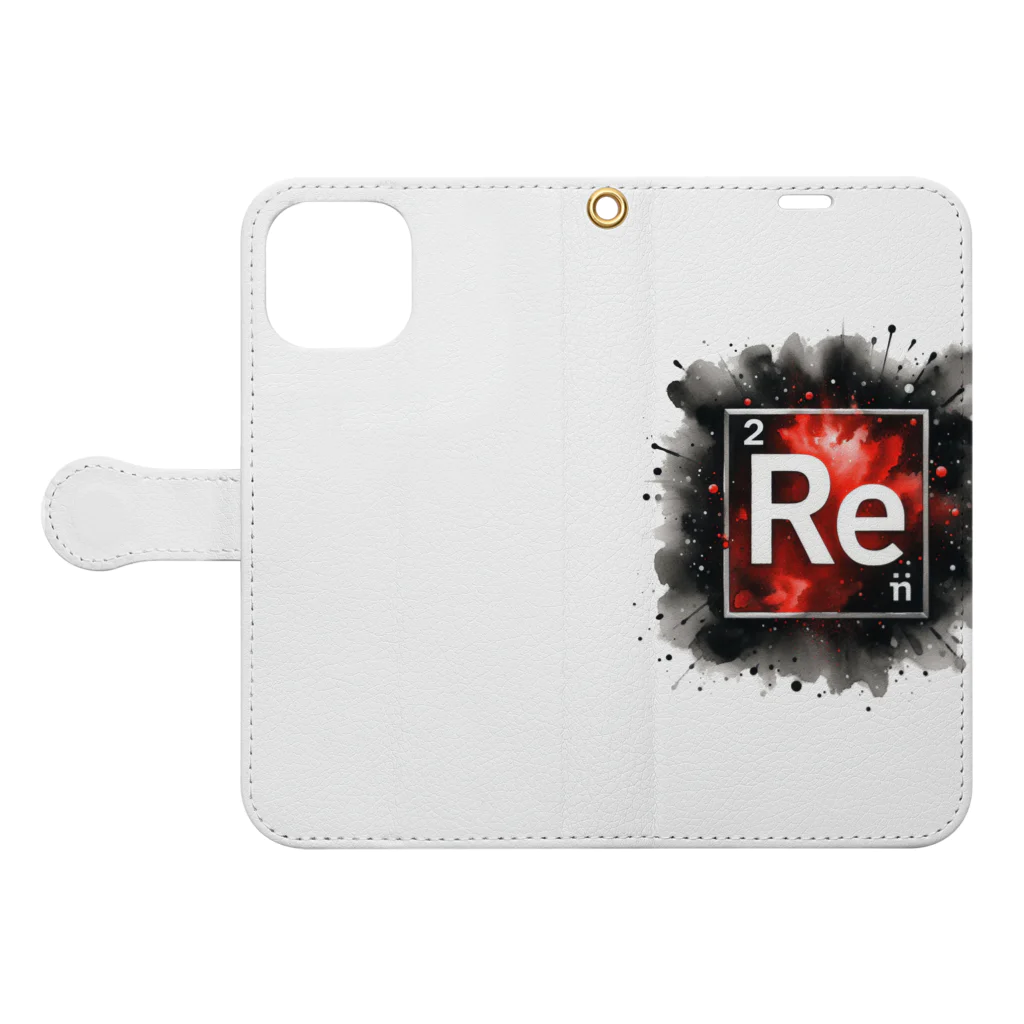 science closet（科学×ファッション）の元素シリーズ　~レニウム Re~ Book-Style Smartphone Case:Opened (outside)