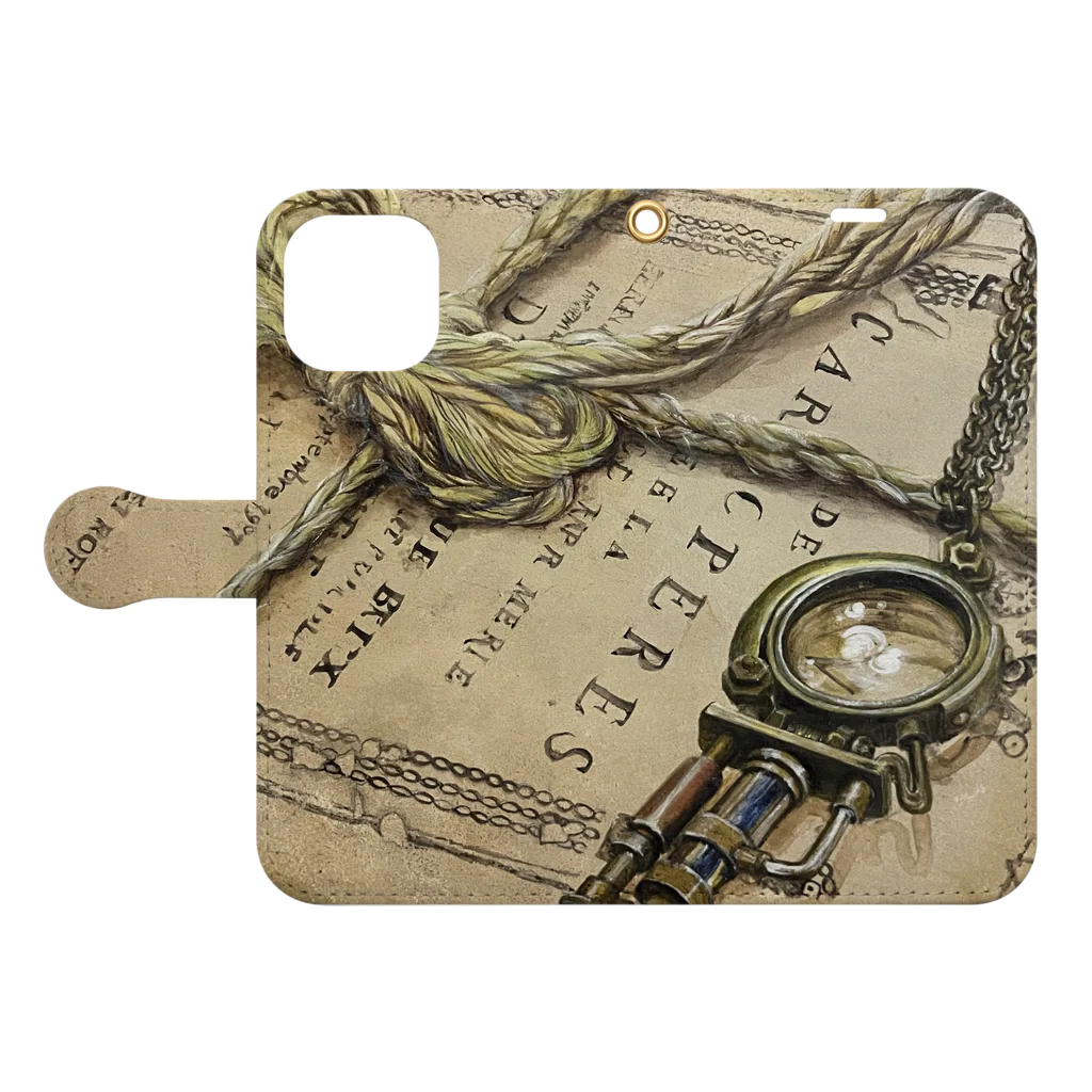 チョビのantique Book-Style Smartphone Case:Opened (outside)