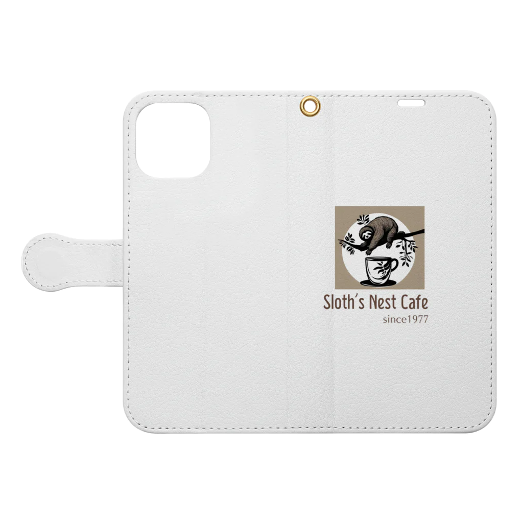 leisurely_lifeのSloth’s Nest Café Book-Style Smartphone Case:Opened (outside)