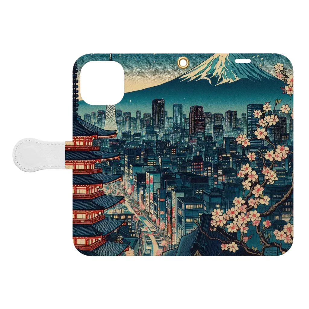 matatsbi3126の都会の浮世絵 Book-Style Smartphone Case:Opened (outside)