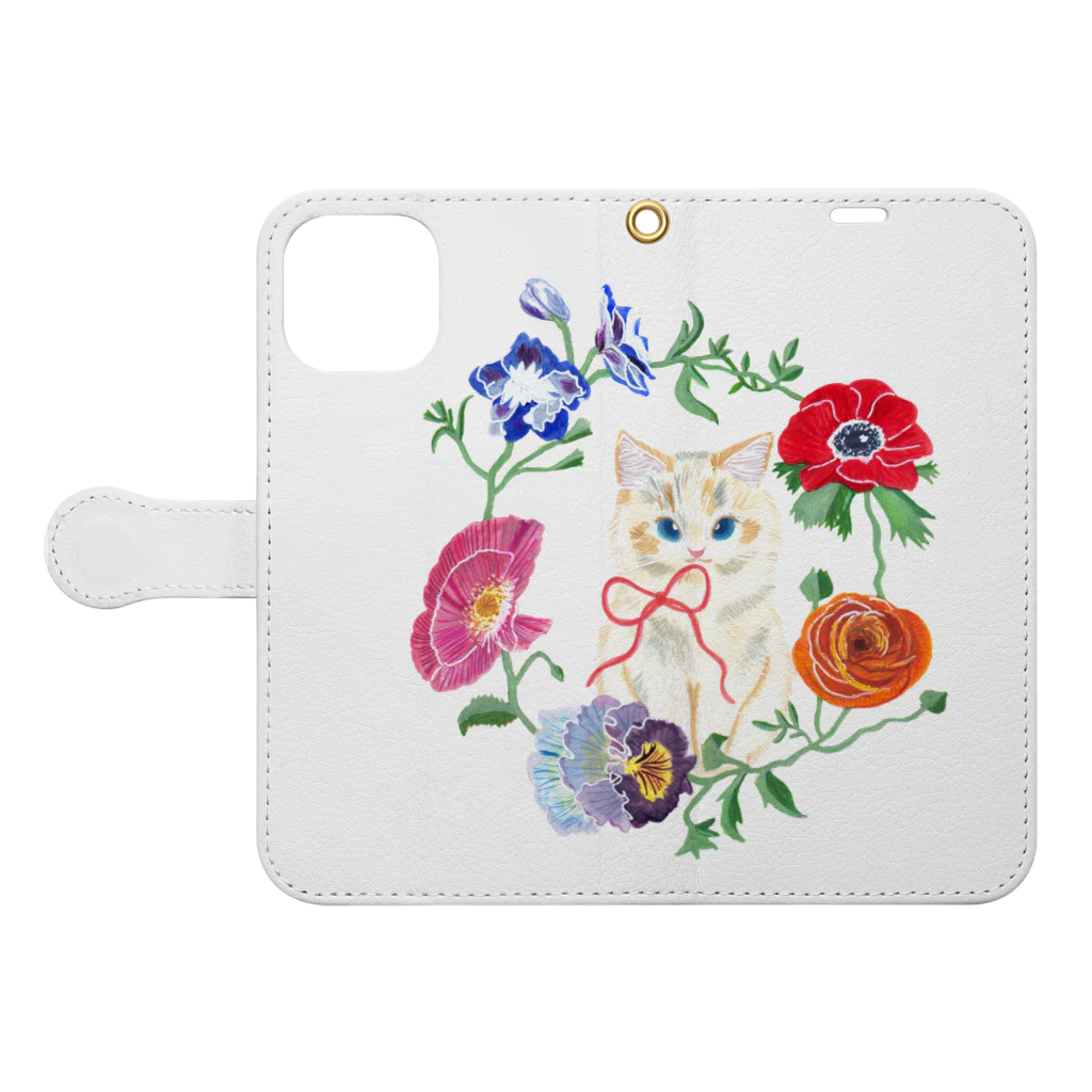 mitsuami_witchのSpring flower&Cat Book-Style Smartphone Case:Opened (outside)