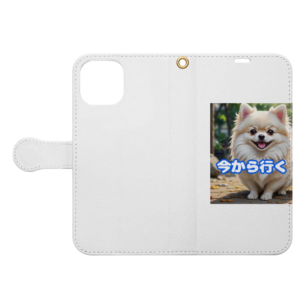 tagamiya7の今から行くポメチワ Book-Style Smartphone Case:Opened (outside)