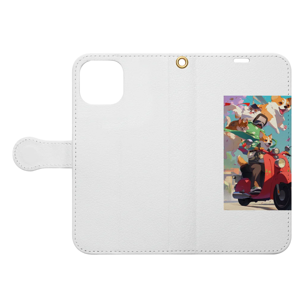 AQUAMETAVERSEのワンちゃん休日を楽しむ　なでしこ1478 Book-Style Smartphone Case:Opened (outside)