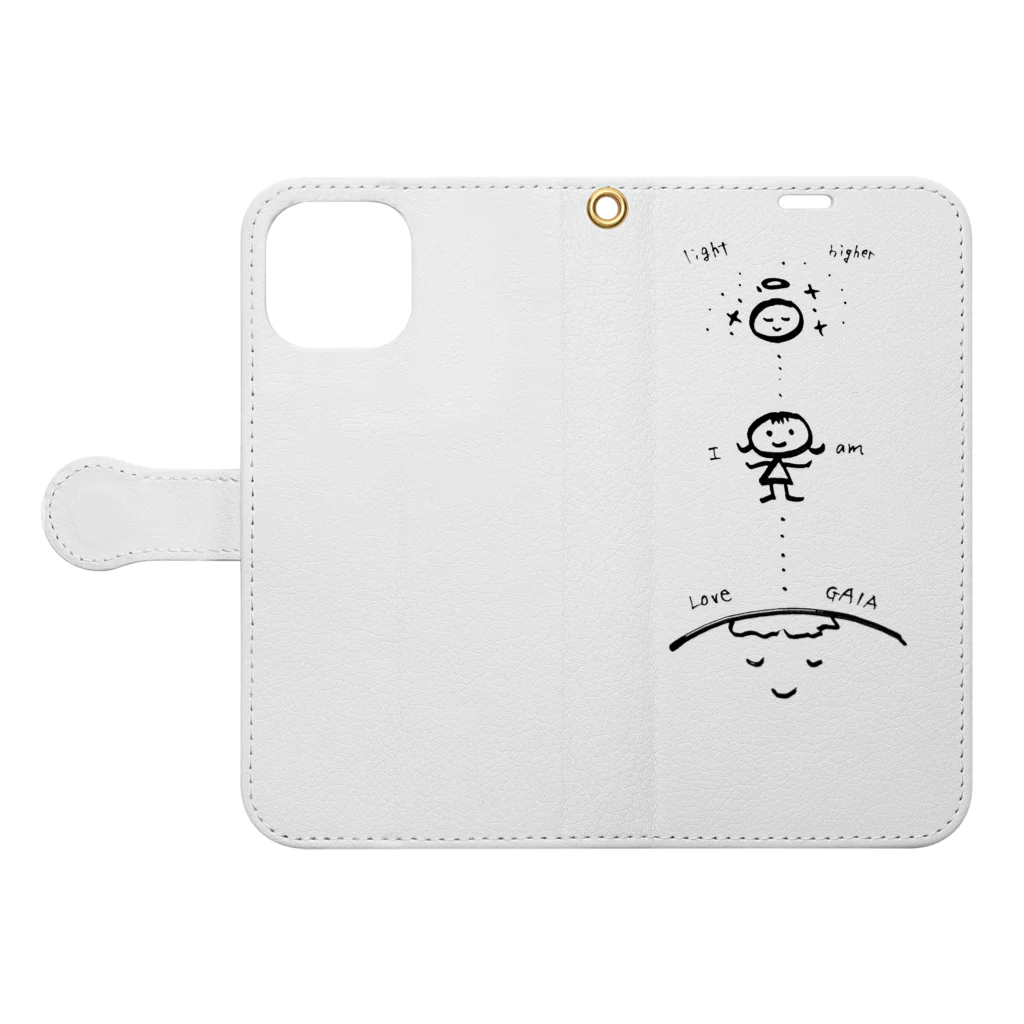 風の声を聴けのposition of 100（モノクロ） Book-Style Smartphone Case:Opened (outside)