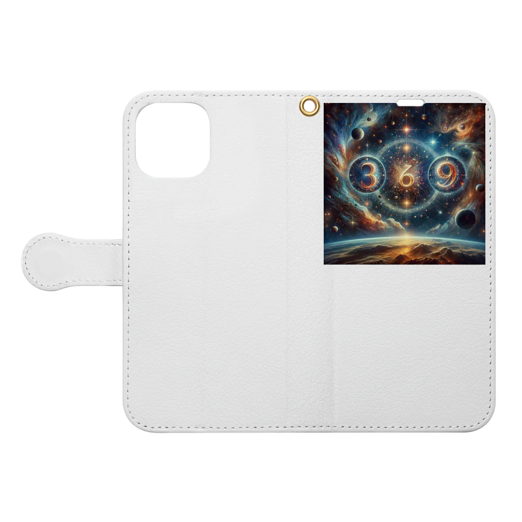 Super_Bluemoonの369＝宇宙の法則🎵 Book-Style Smartphone Case:Opened (outside)