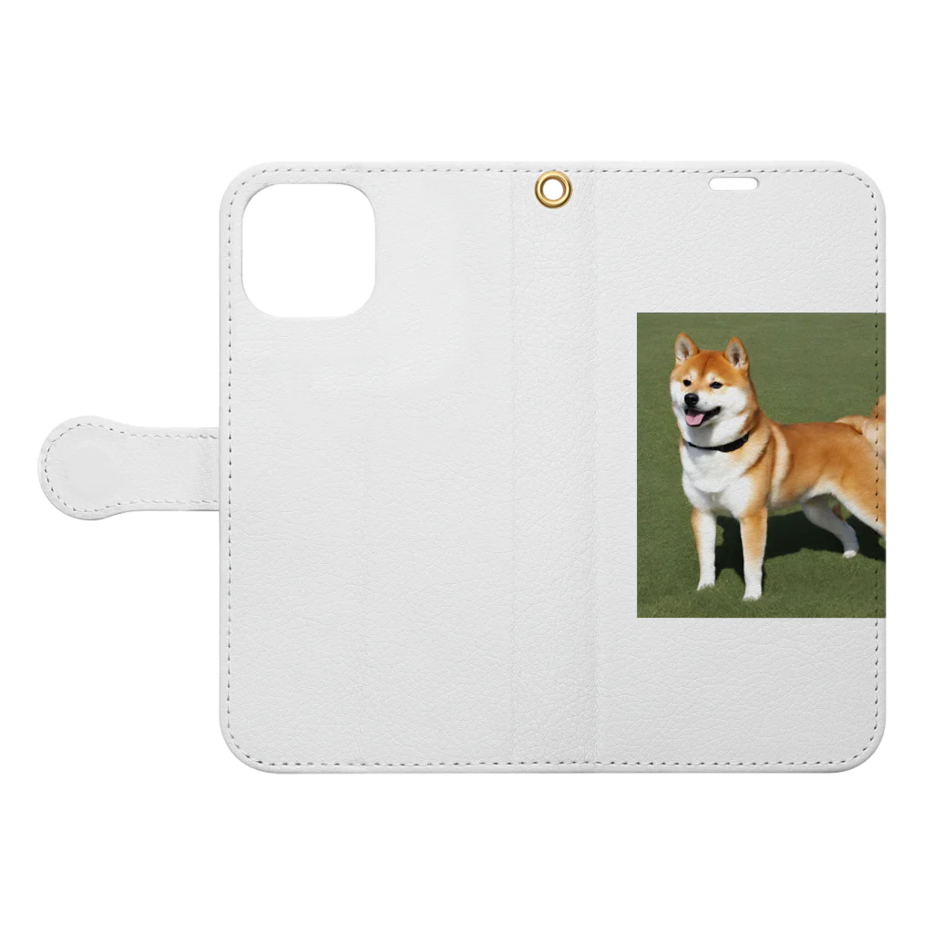 柴犬大好きマンのかわいい柴犬　赤毛 Book-Style Smartphone Case:Opened (outside)