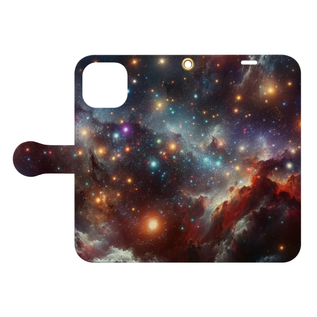 mori_393988の散らばった星の粒 Book-Style Smartphone Case:Opened (outside)