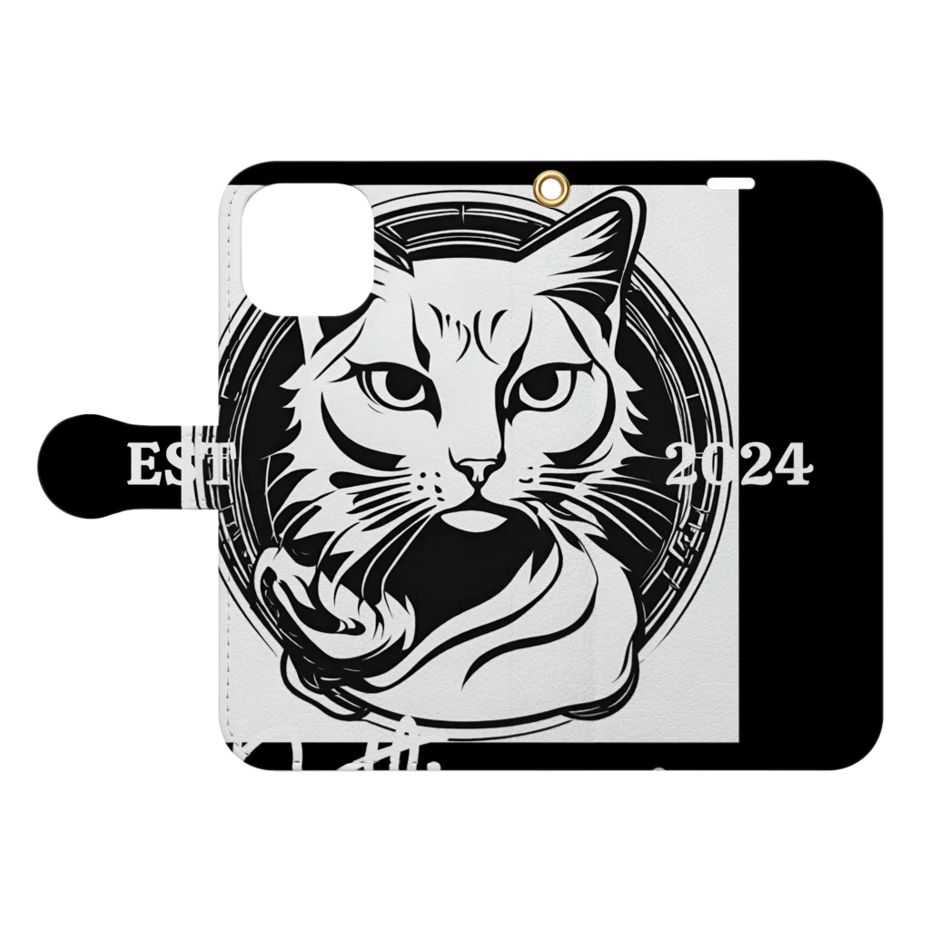 SERIY_SHOPの勇敢な猫戦士 Book-Style Smartphone Case:Opened (outside)