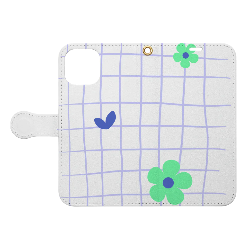 sansamのgrid flower Book-Style Smartphone Case:Opened (outside)