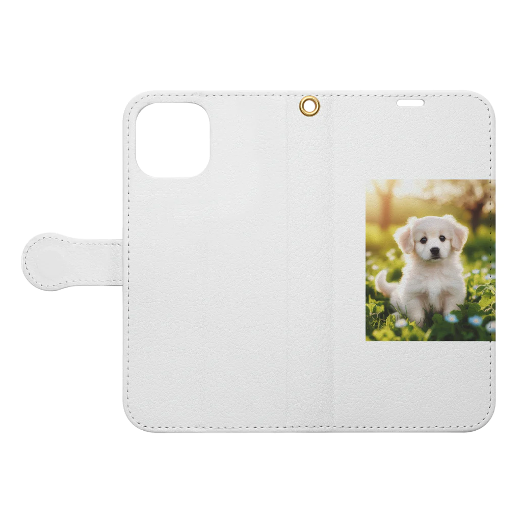 DOG SHOP🐕のふわふわワンちゃんグッズ Book-Style Smartphone Case:Opened (outside)