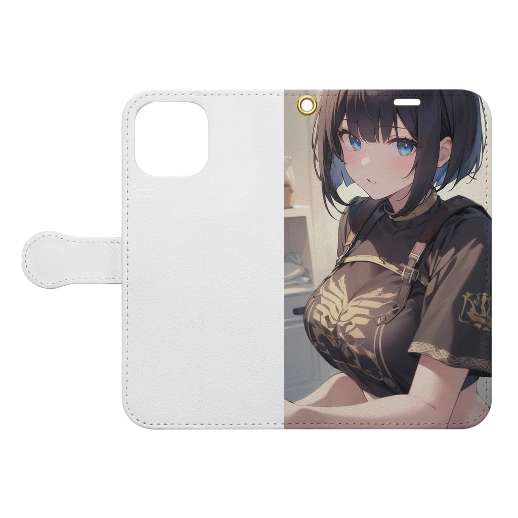 ロリショップのボブヘアお姉さん Book-Style Smartphone Case:Opened (outside)