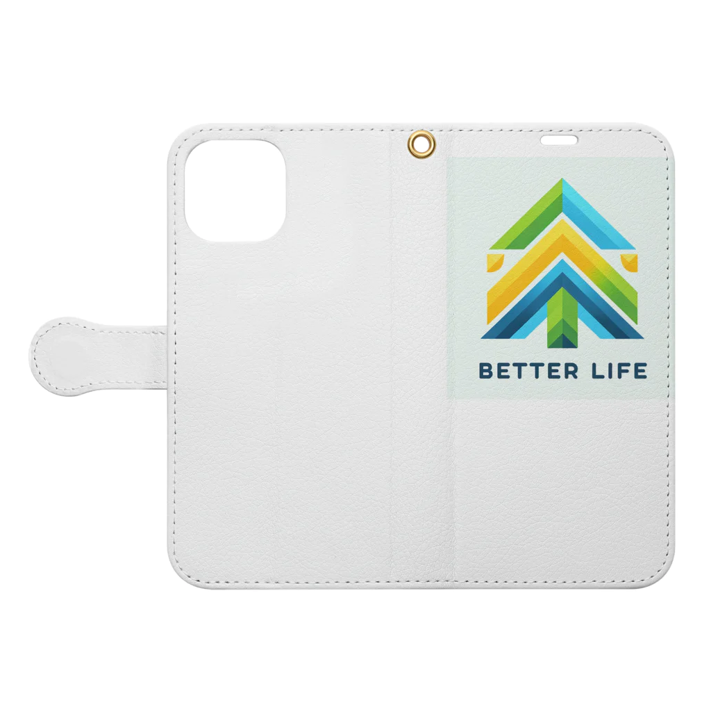 ねこにんじゃショップのBetter Life 手帳型スマホケースを開いた場合(外側)