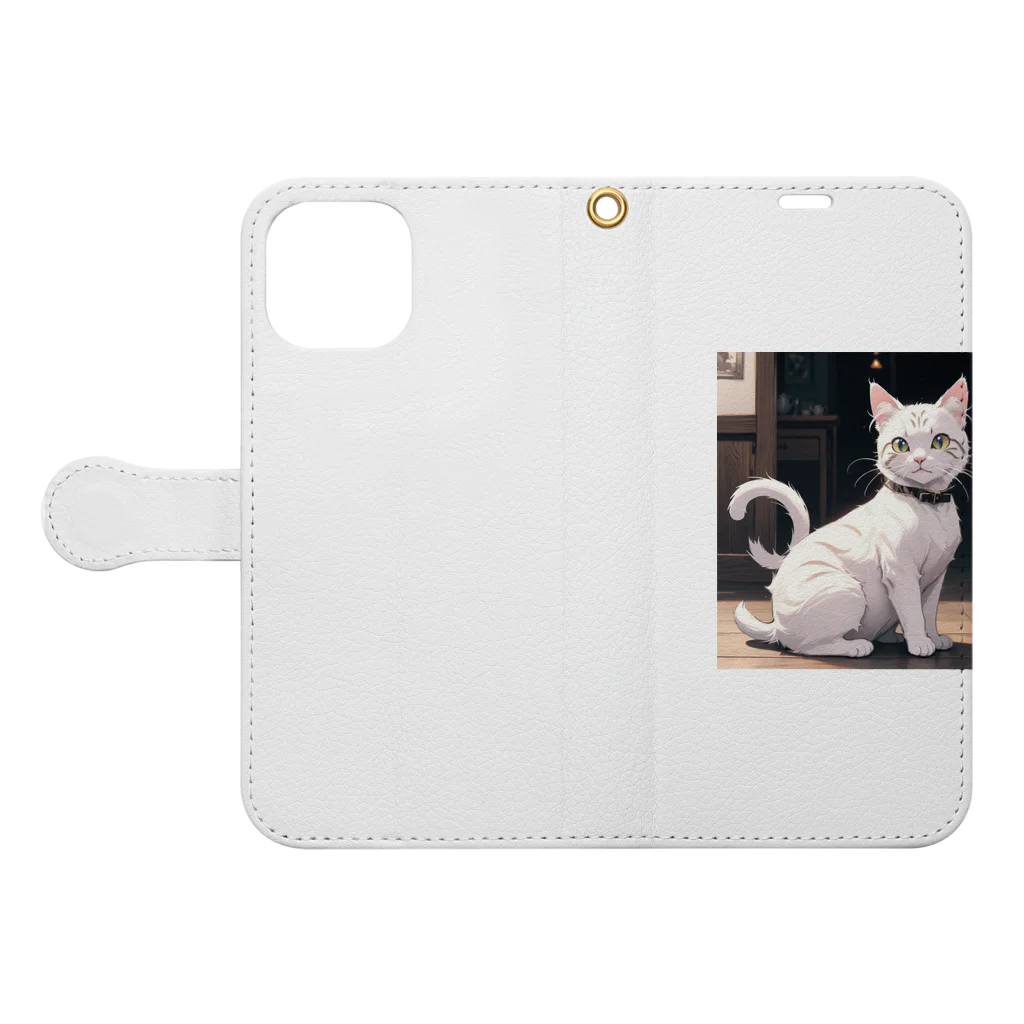 御殿のヒロ（猫大好き）の癒しの猫 Book-Style Smartphone Case:Opened (outside)