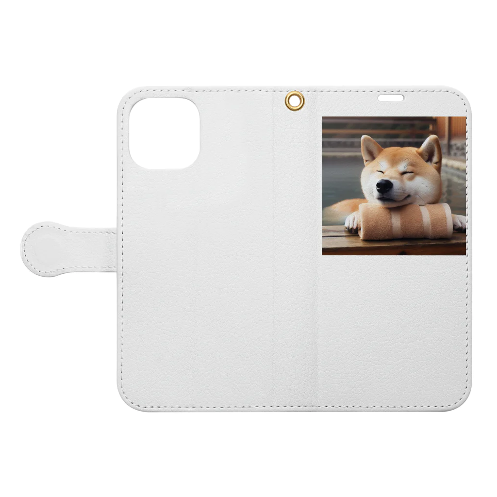 wonderwoofのほっこり柴犬 Book-Style Smartphone Case:Opened (outside)