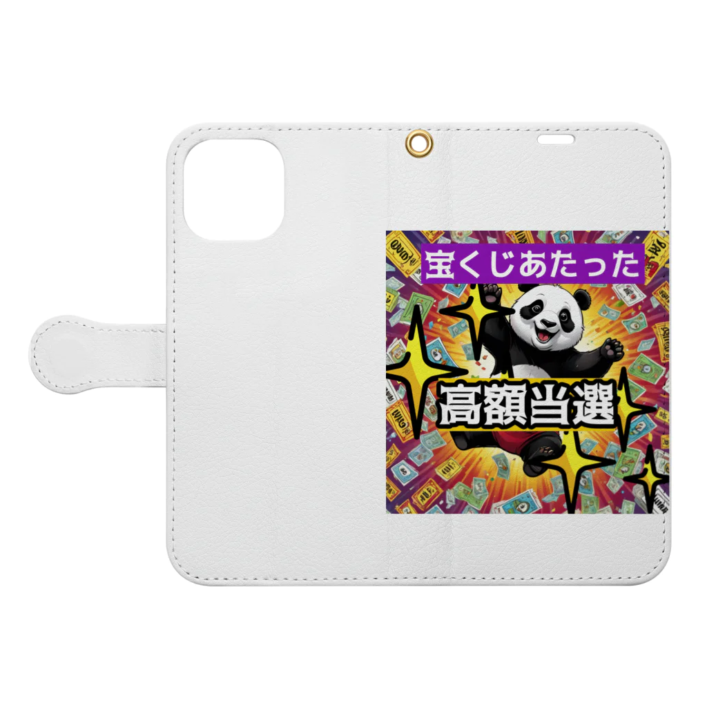 Lucky🍀のラッキーパンダ🐼 Book-Style Smartphone Case:Opened (outside)