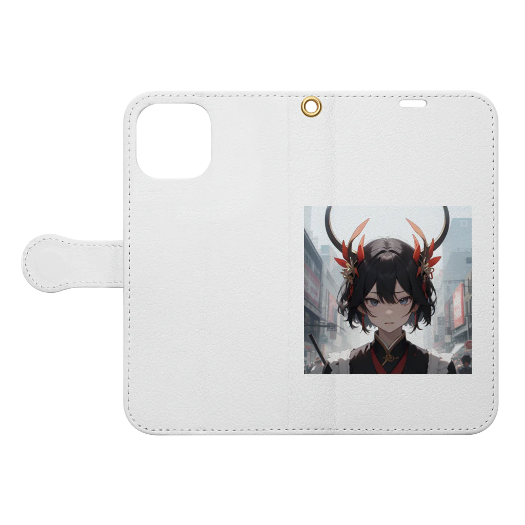 sion1010のオリジナル美少女 Book-Style Smartphone Case:Opened (outside)