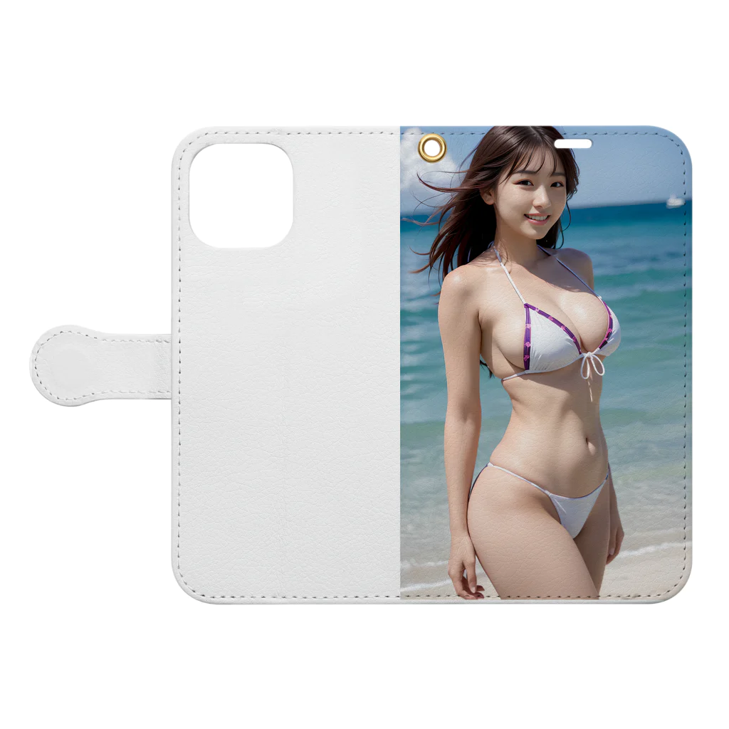 kamakirin011のAI美女の水着姿 005 Book-Style Smartphone Case:Opened (outside)