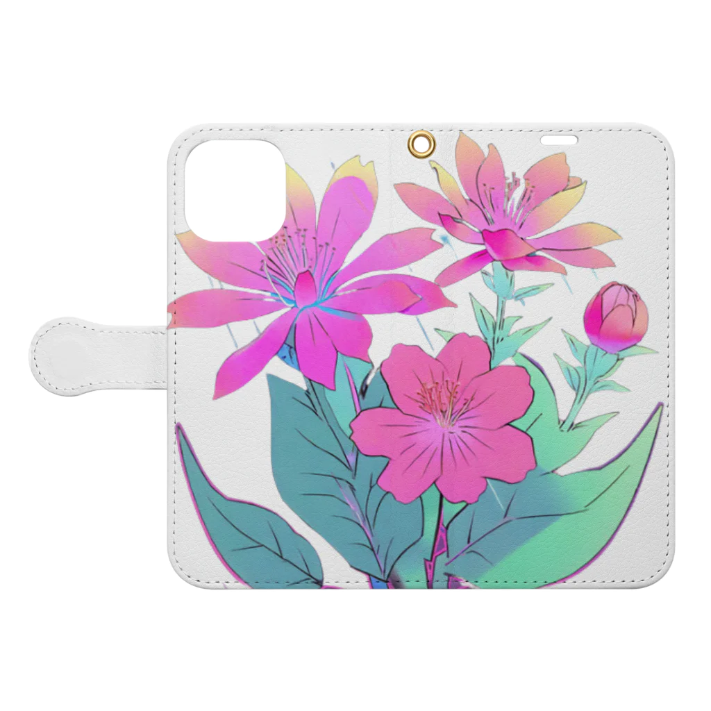 RetrowaveFlowerのRetrowaveFlower-ムルチコーレ- Book-Style Smartphone Case:Opened (outside)