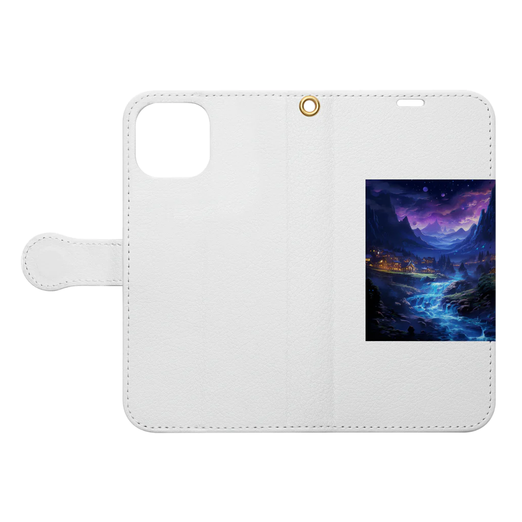 AQUAMETAVERSEの夜空　なでしこ1478 Book-Style Smartphone Case:Opened (outside)