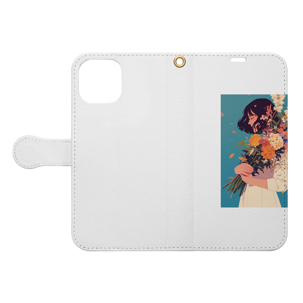 AQUAMETAVERSEの花束をあなたに　Hime  2530 Book-Style Smartphone Case:Opened (outside)