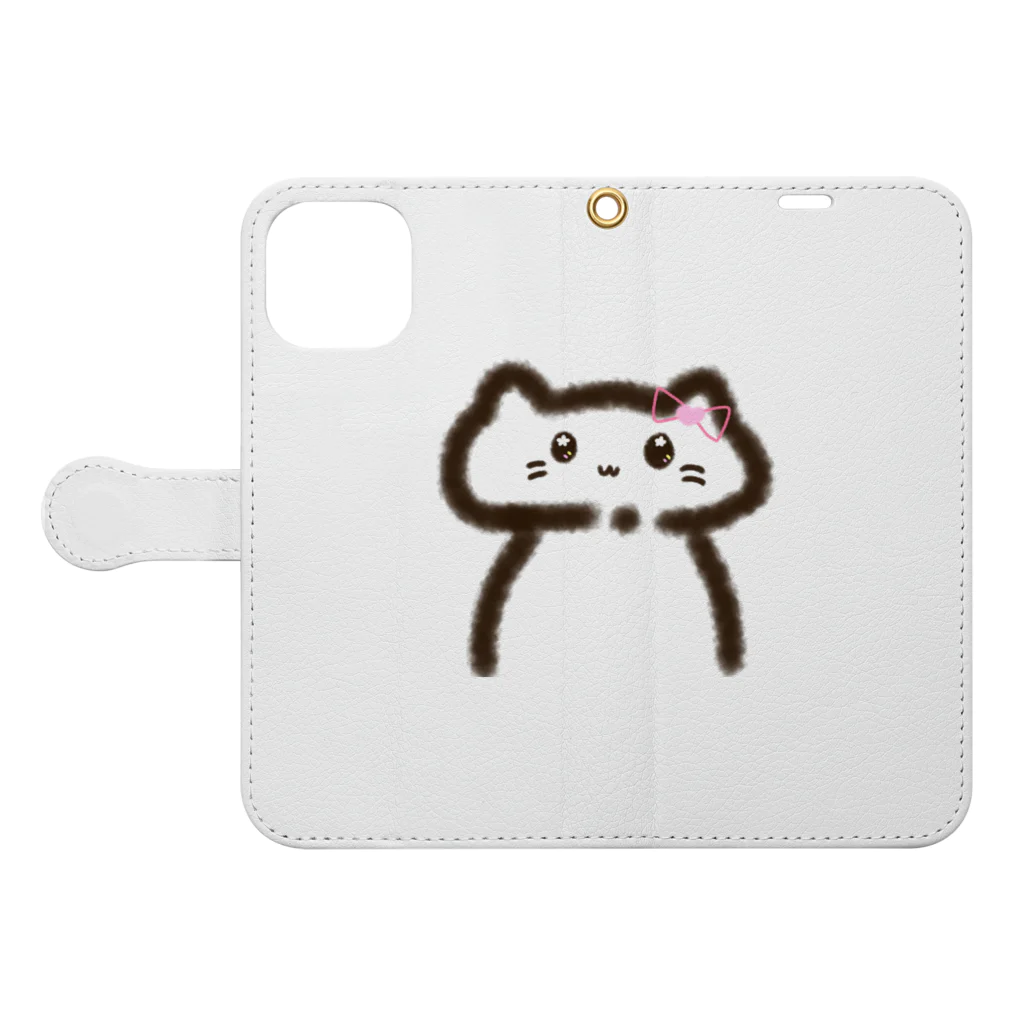 Soda floatのねこ Book-Style Smartphone Case:Opened (outside)