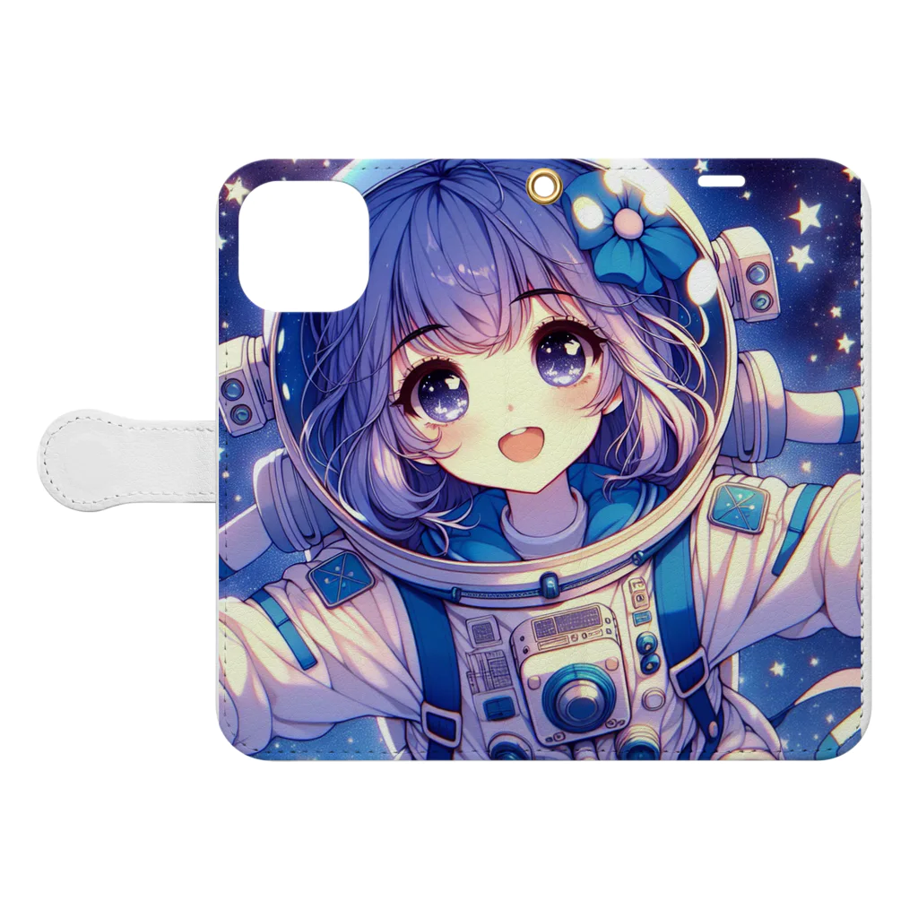 ぷの宇宙ちゃん 手帳型スマホケースを開いた場合(外側)